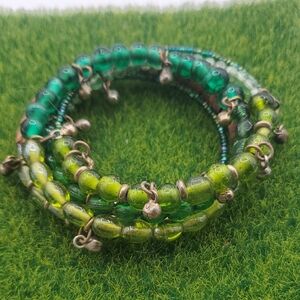 Green Glass Fairycore Elven Beaded Bracelet B3425